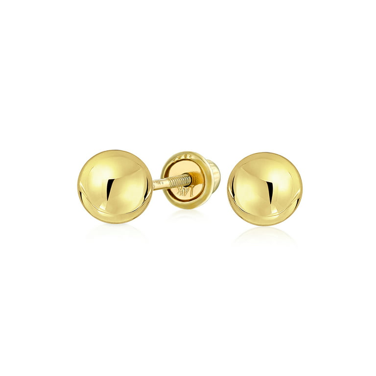 14k Yellow Gold Bead Ball Stud Earrings Polished Finish 4mm 
